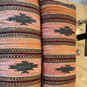 Set of 2 Southwestern Pattern Woven Throw Blanket - Pink & Orange